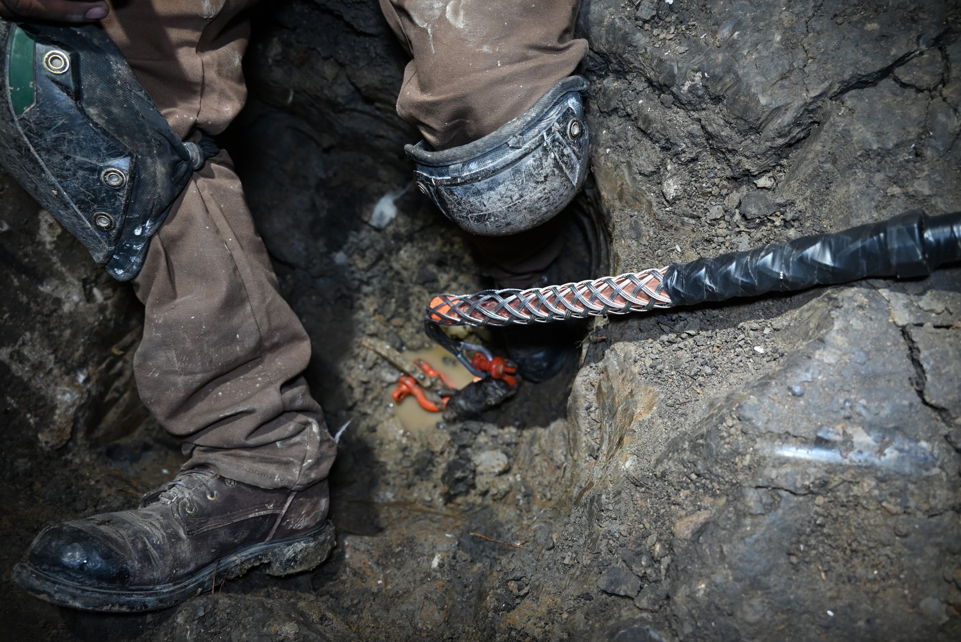 the fair plumber installating a new water service 