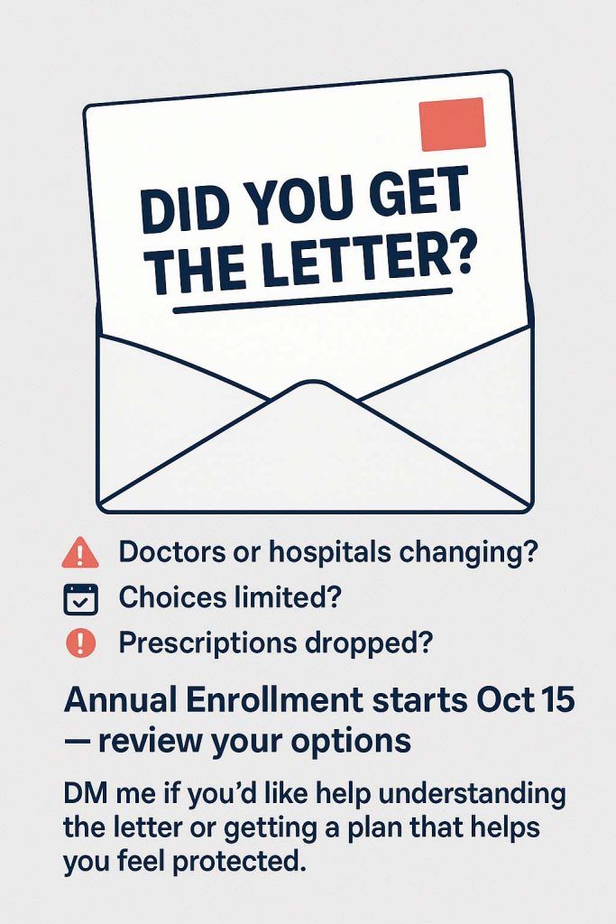 Advertisement about annual enrollment: envelope, text 