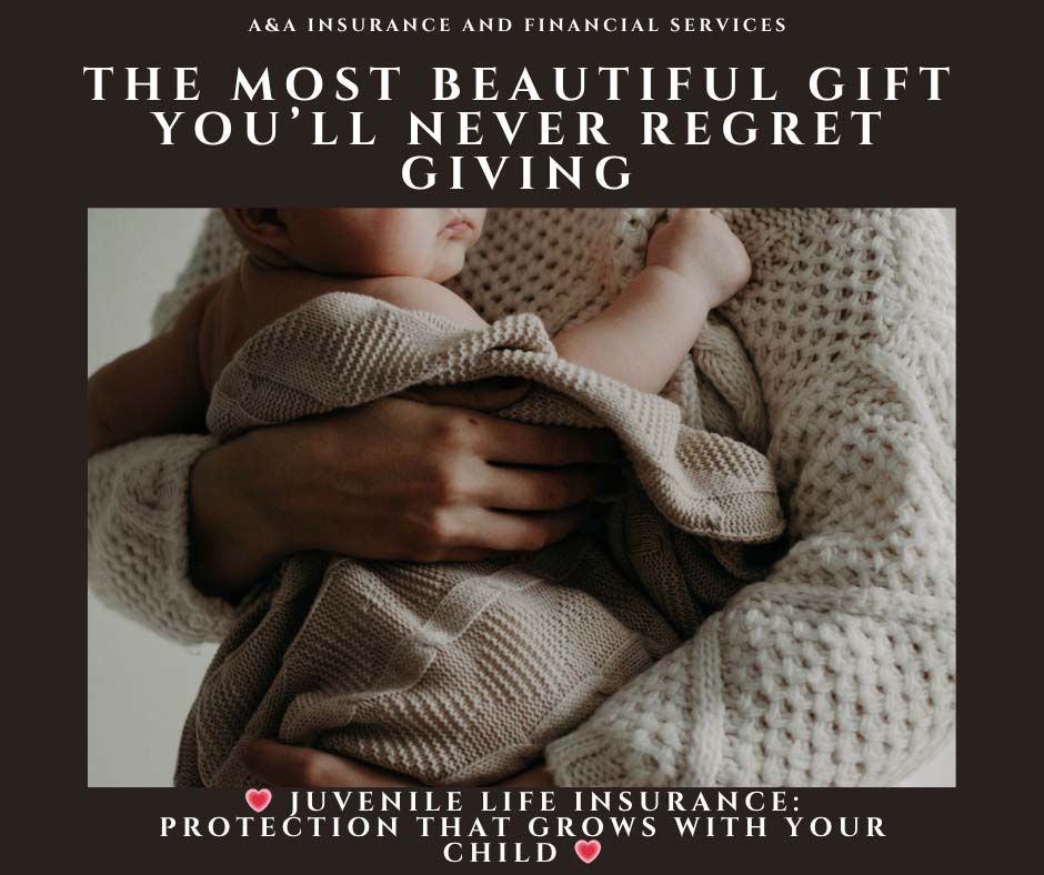 A person holding a baby wrapped in a blanket, promoting juvenile life insurance.