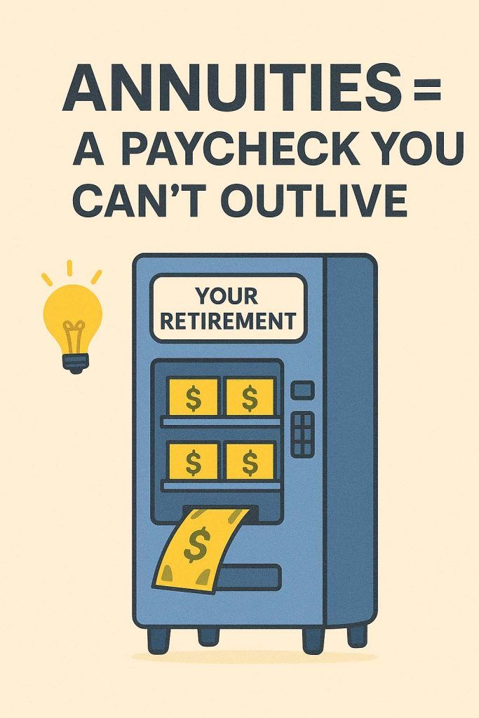 Annuity ad with vending machine labeled 