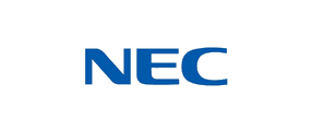 NEC logo in blue on a white background.