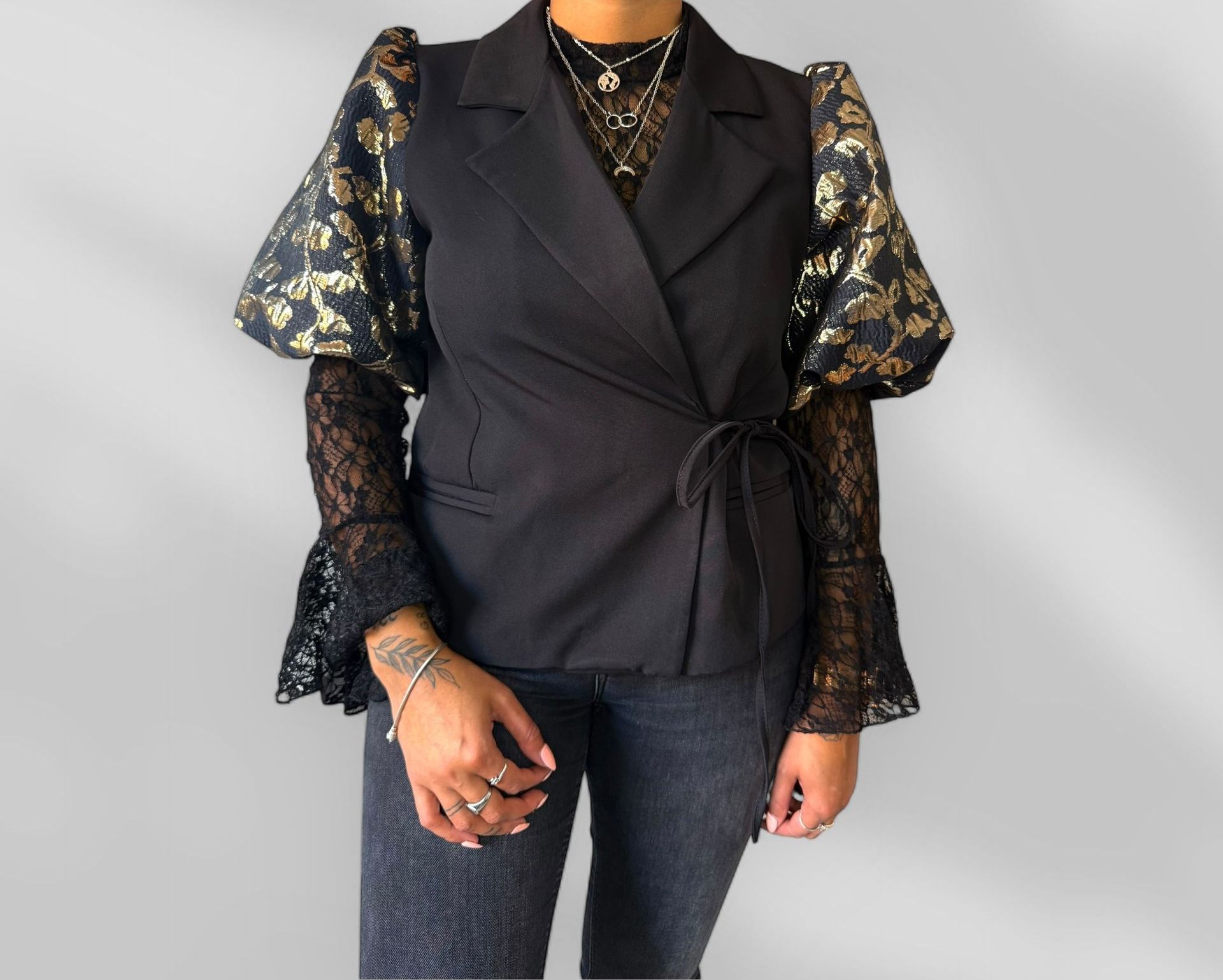 Pof blazer zwart/goud