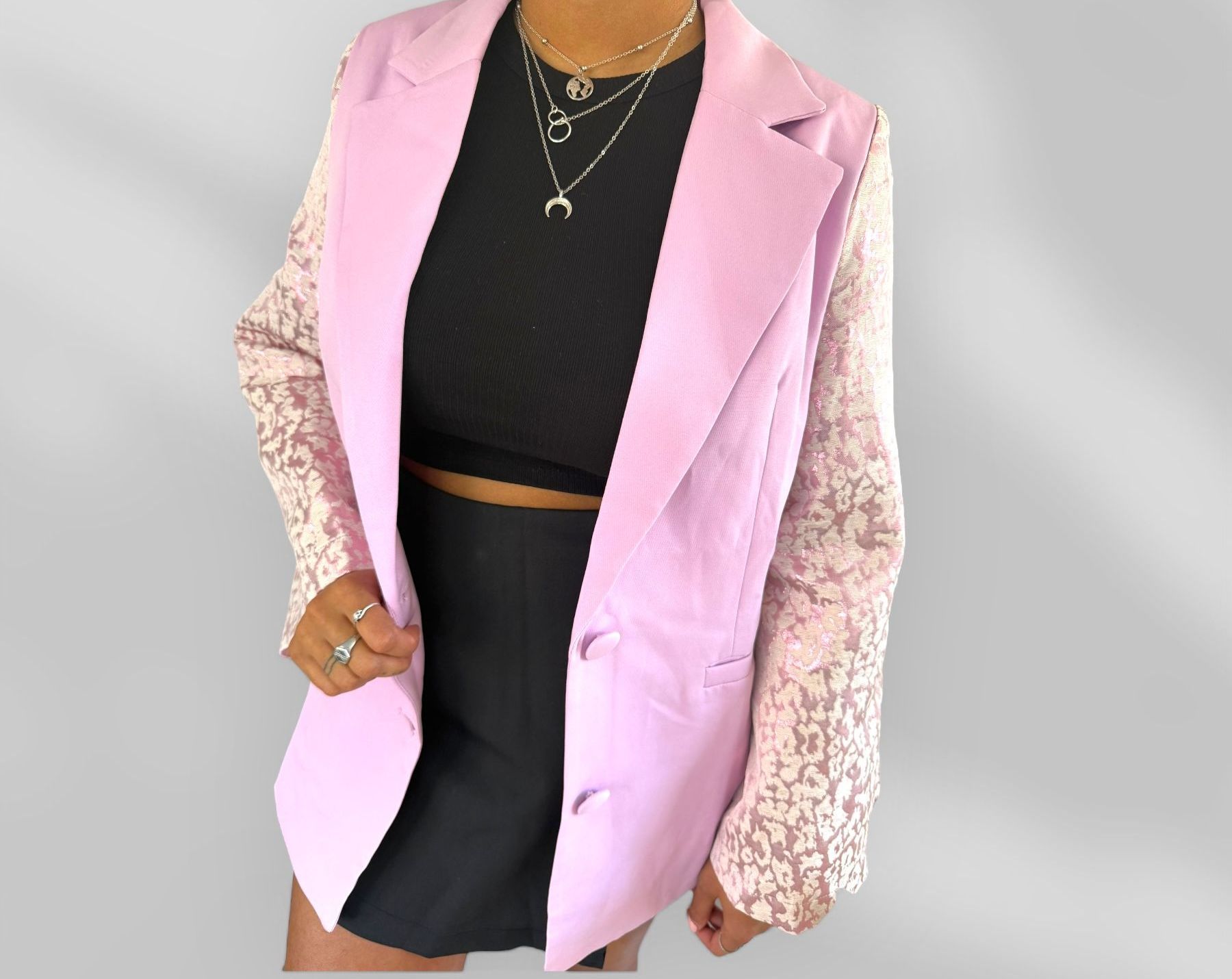 Blazer jacuard roze