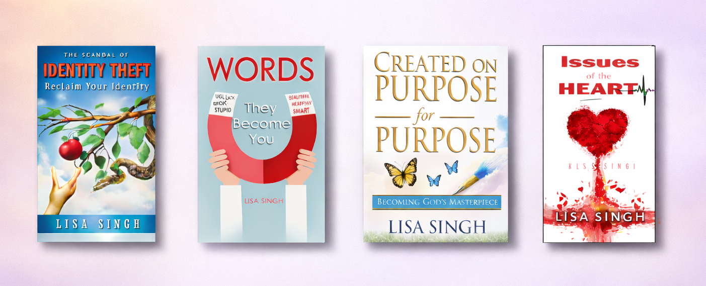 Pastor Lisa Singh and book covers: 