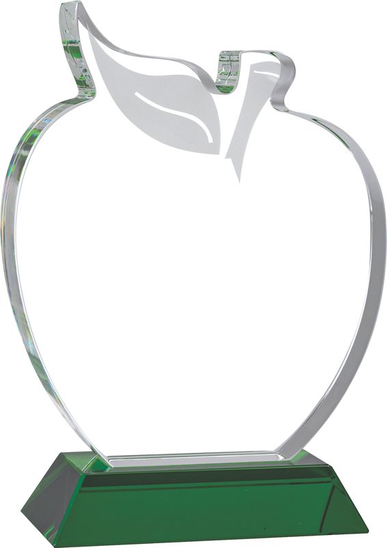 CRY 1091 Crystal Apple with Green Base – Graduate — Richmond, VA — Bunkie Trinite Trophies