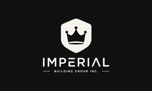 Logo for Vanguard Construction: Yellow house outline with tools, blue and yellow color scheme.