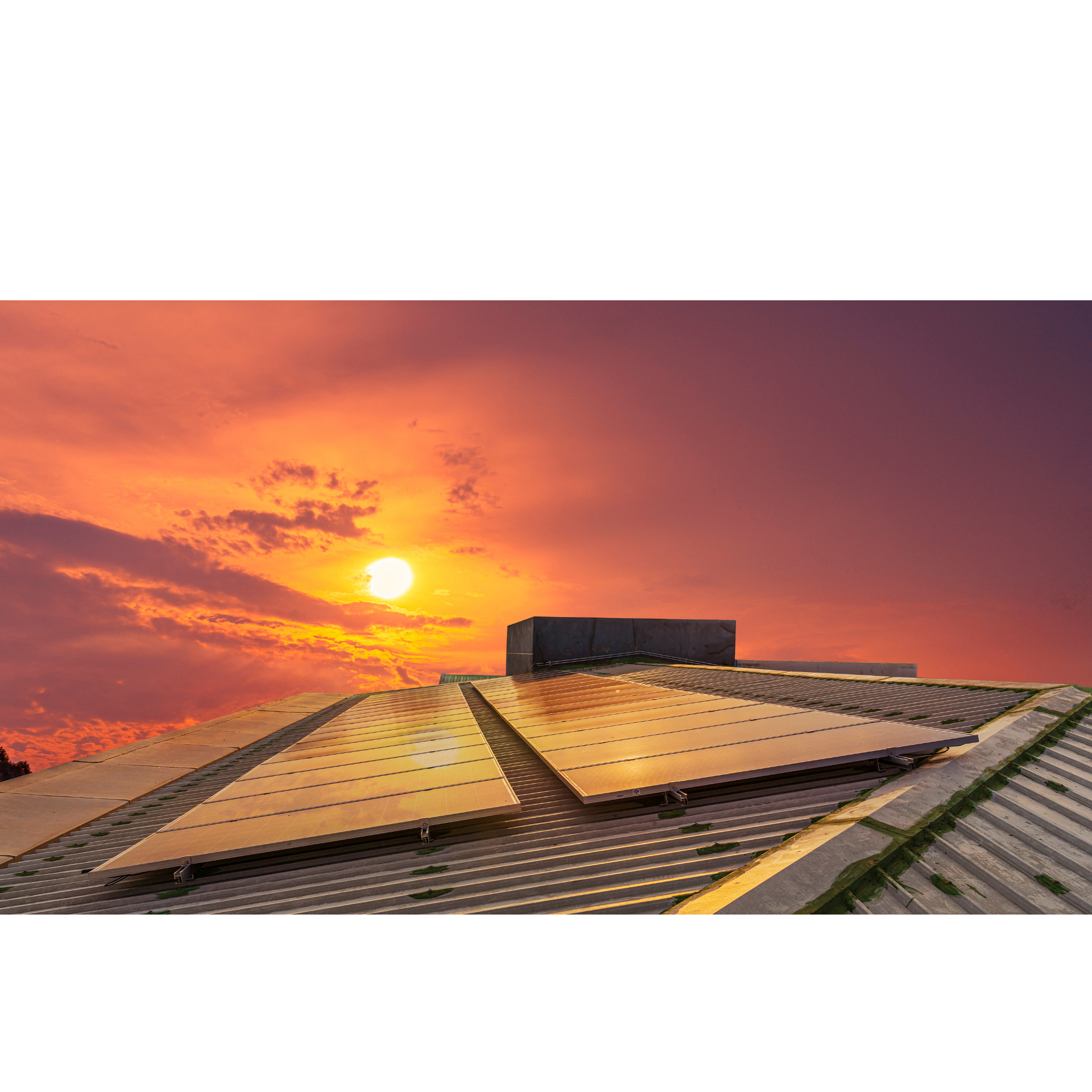 Solar panels at sunset in Houston,Texas