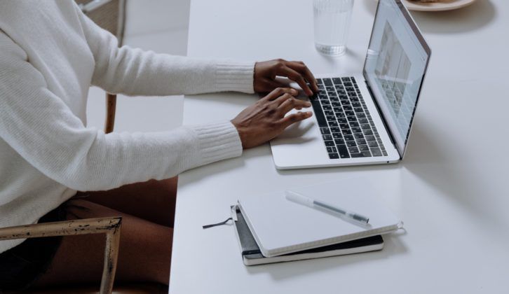 Woman working at a computer