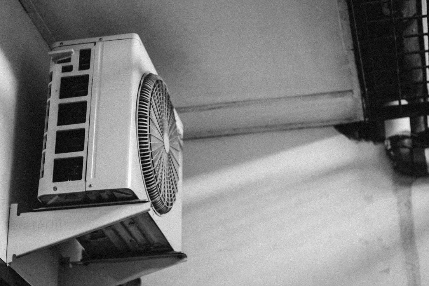 An air conditioning unit mounted on a wall 