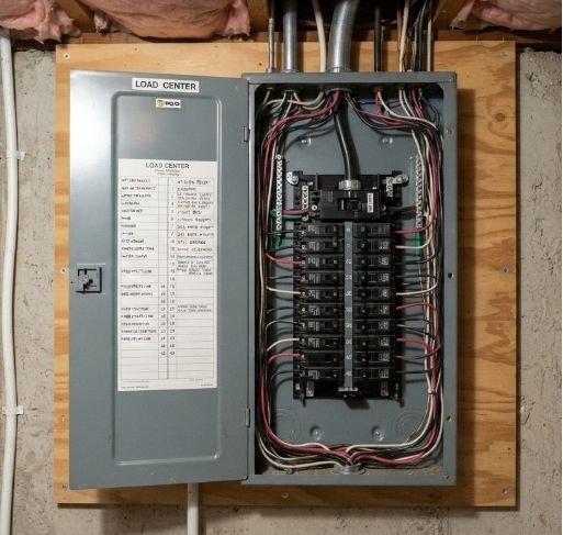 an electrical panel inside a residential house