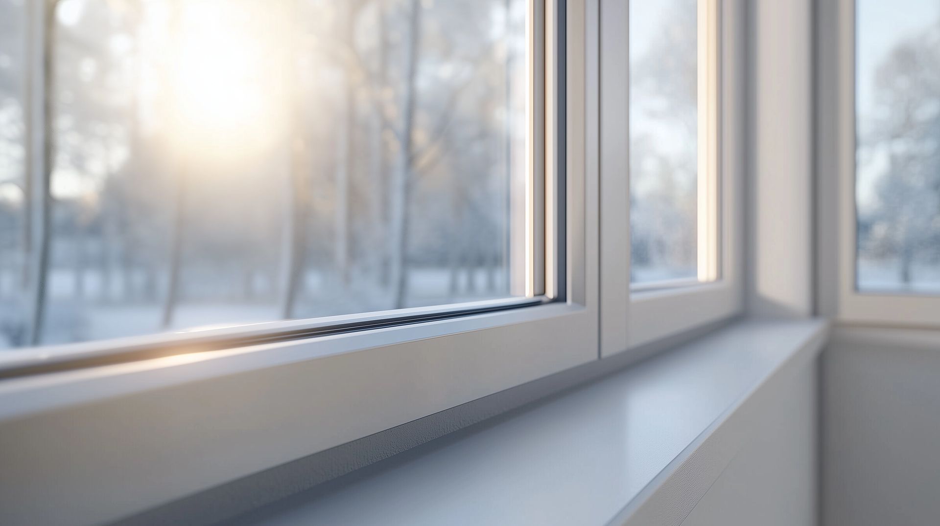 Un gros plan d'une fenêtre avec le soleil qui brille à travers.