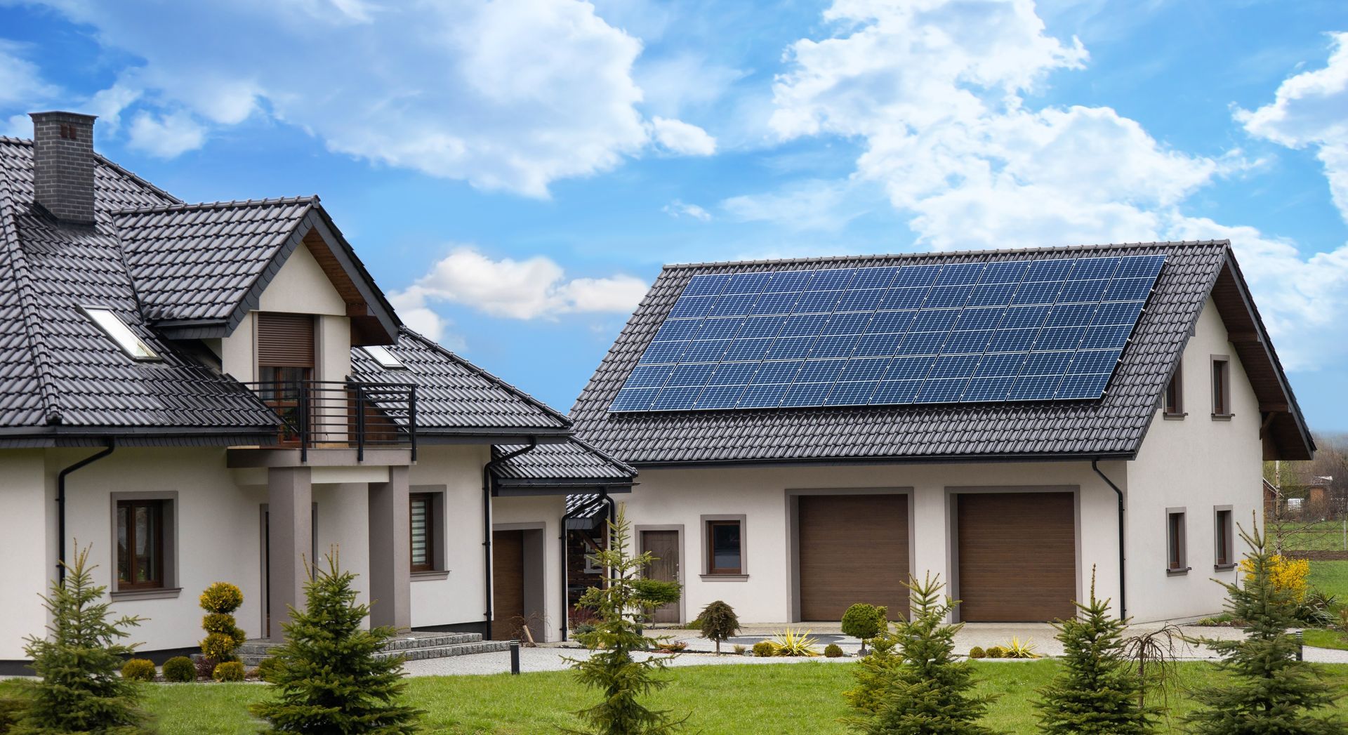 A house with solar panels on the roof