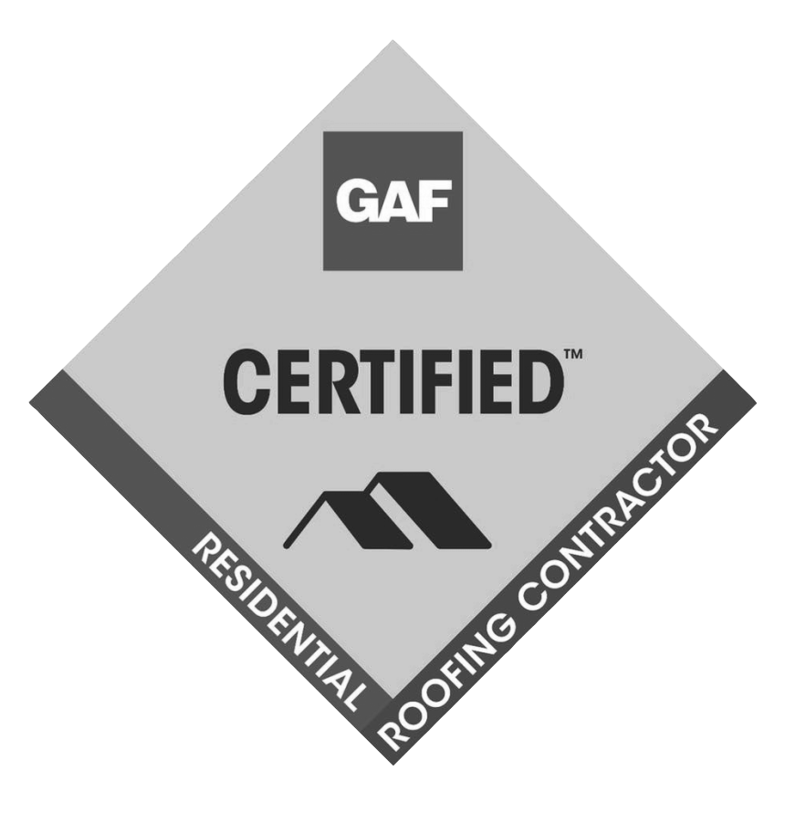 a logo for a certified residential roofing contractor
