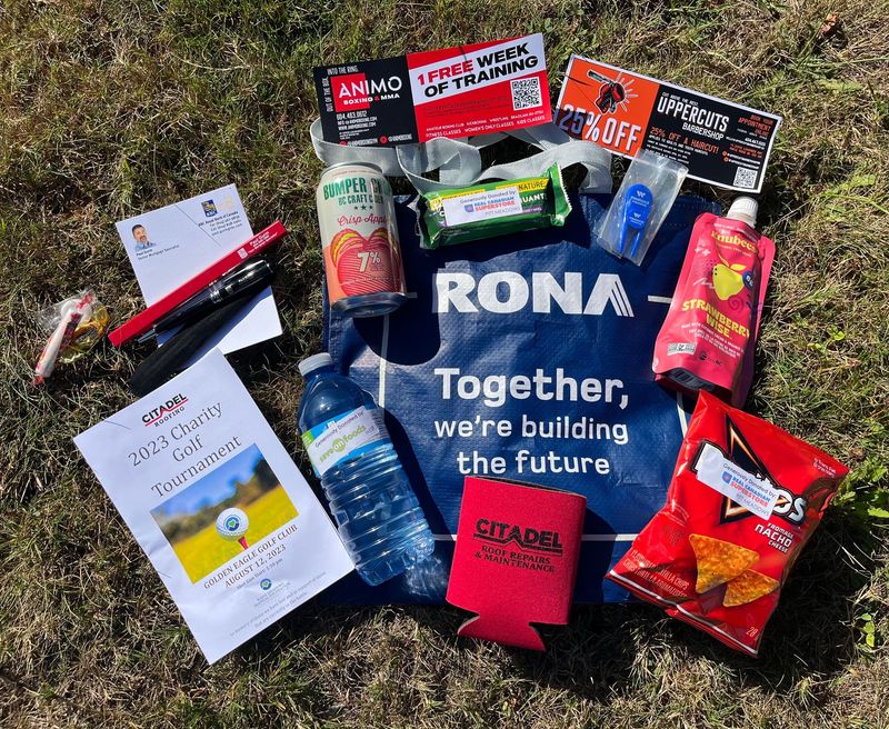 A bag with a shirt that says rona together we 're building the future