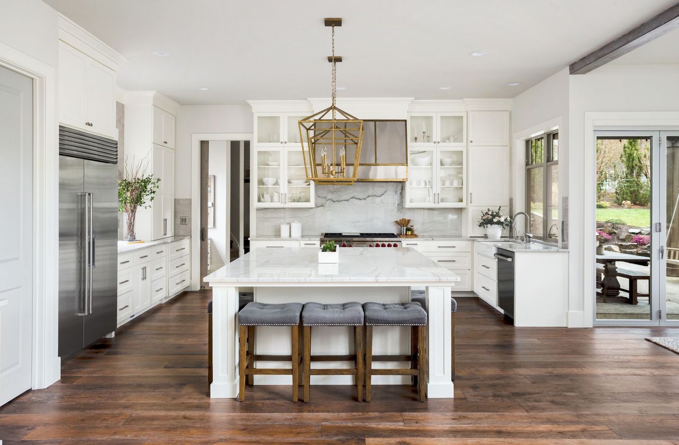 modern kitchen with a large counter