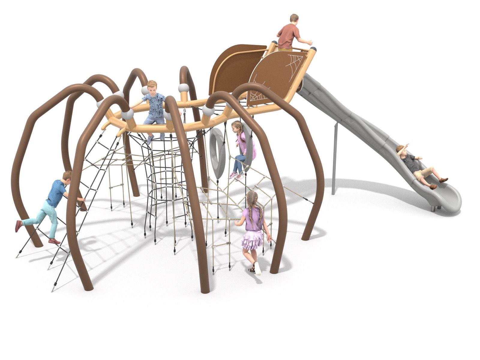 Rope spider climbing structure