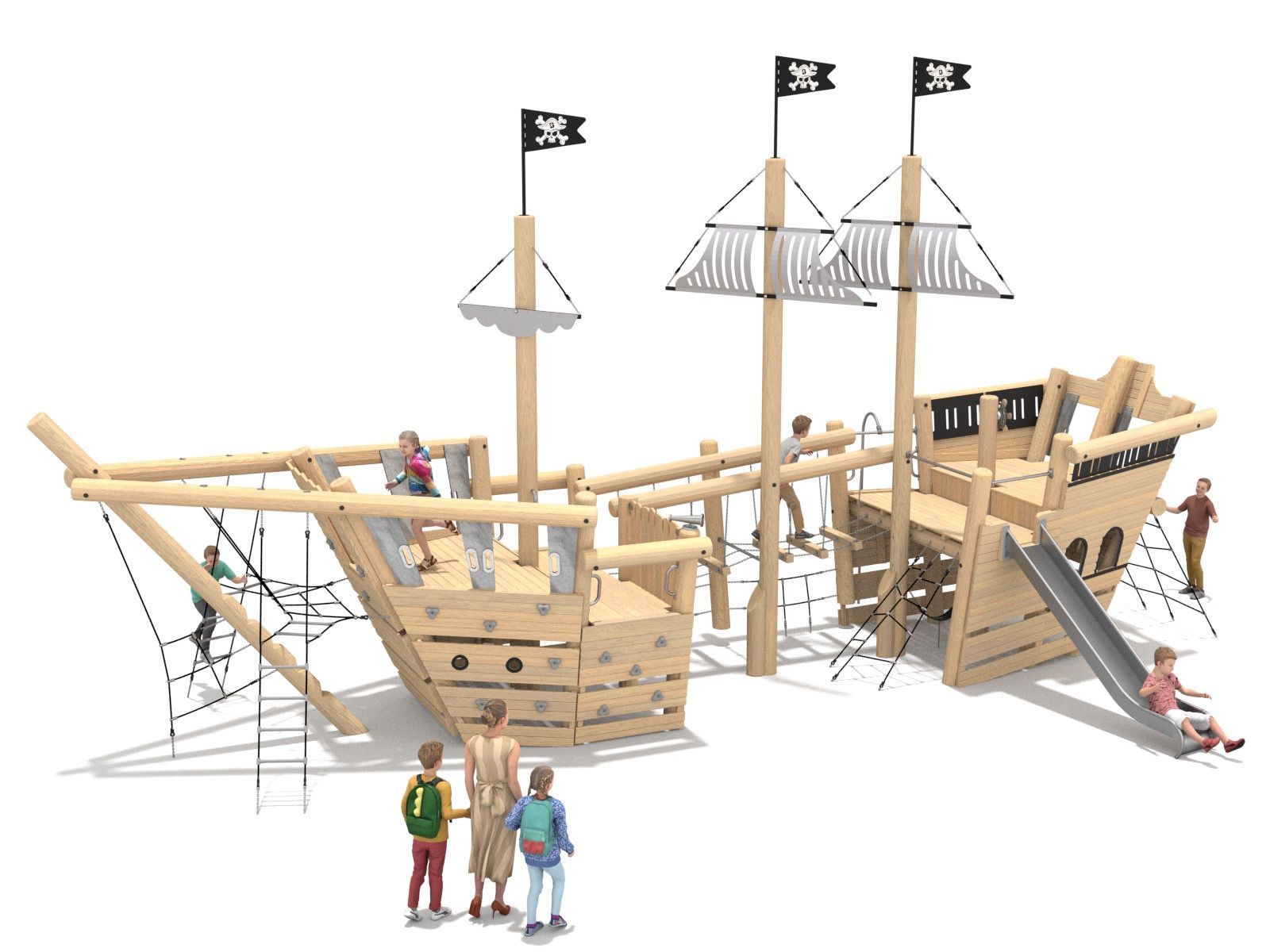 Play viking ship in Robinia wood