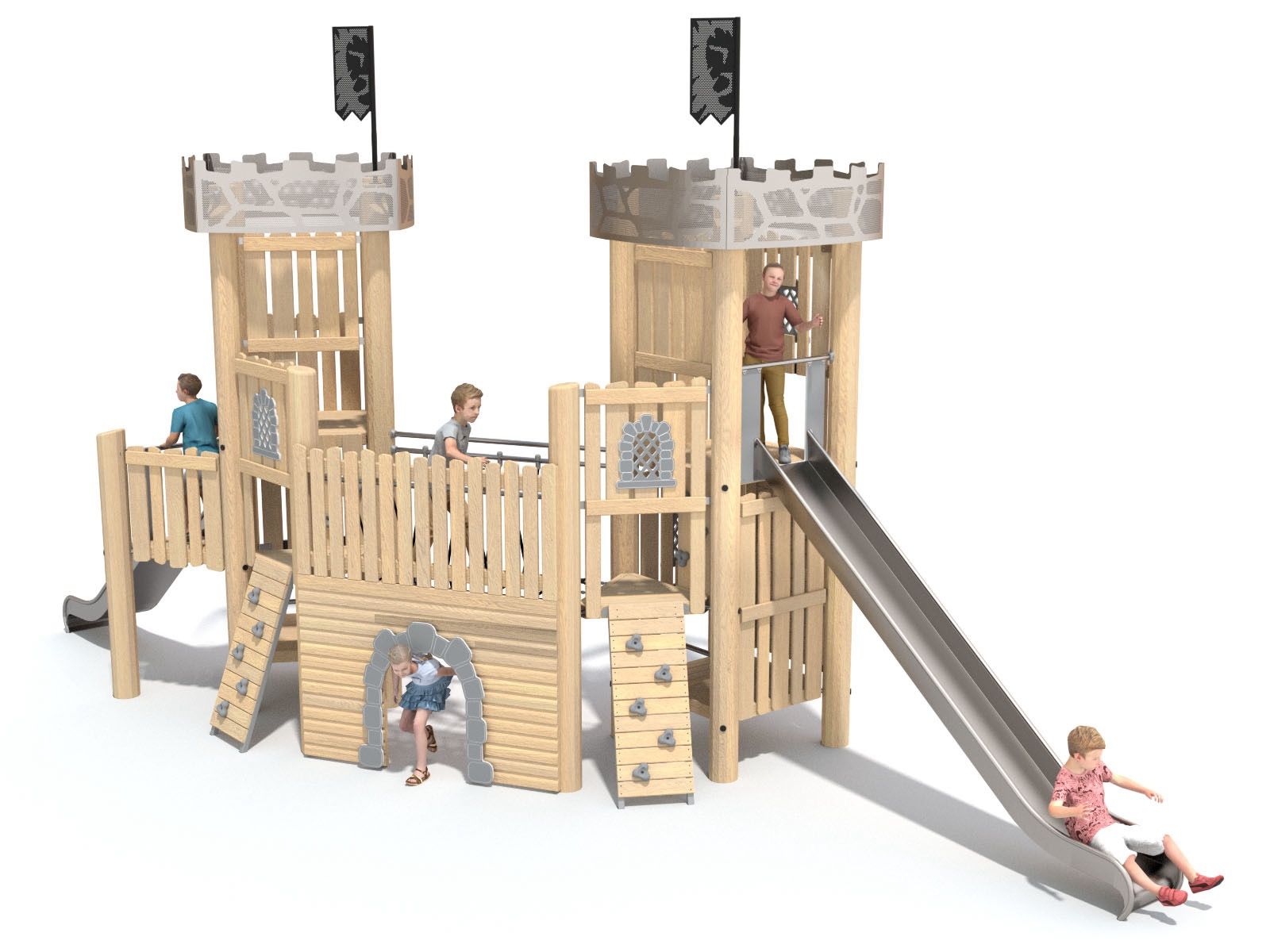 Large play castle with slides