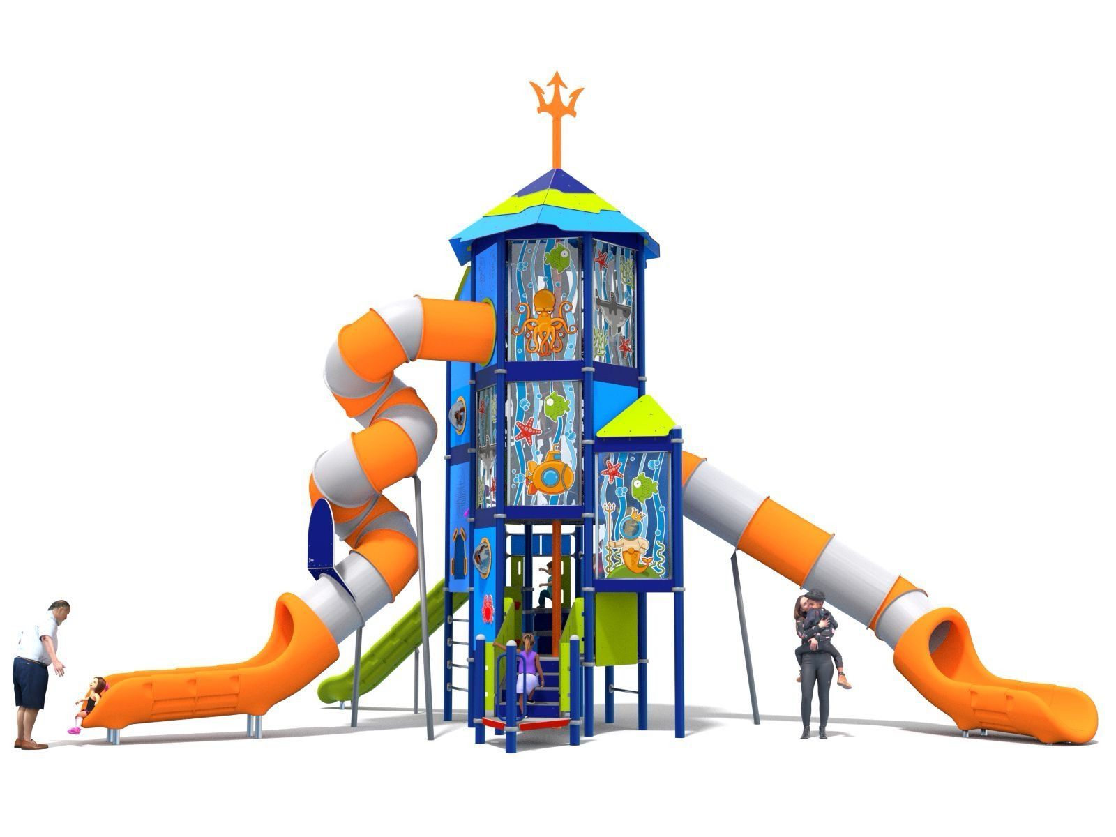 Play tower multi unit with slides