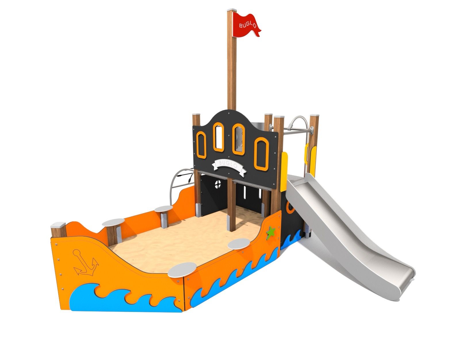Play ship sandpit with slide
