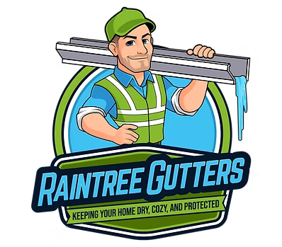 Hexagon logo with mountains, trees, and campfire in orange and blue. Company name is white.