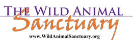 The logo for the wild animal sanctuary is purple and orange