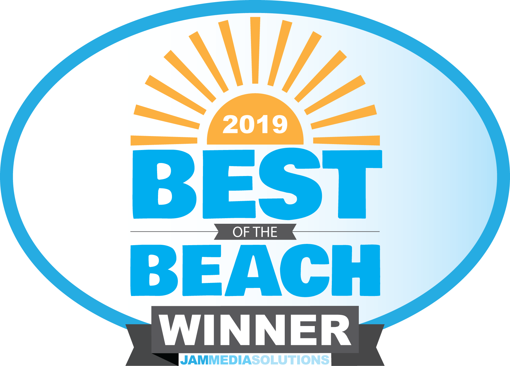 Outer Banks 2019 Best of the Beach Winner Logo in blue and orange color
