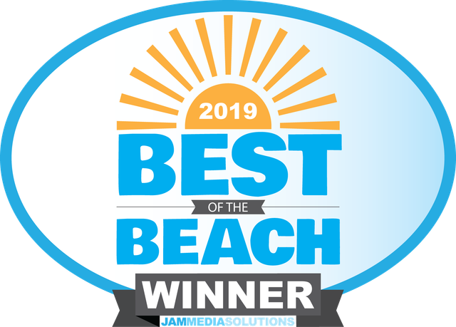 Outer Banks 2019 Best of the Beach Winner Logo in blue and orange color