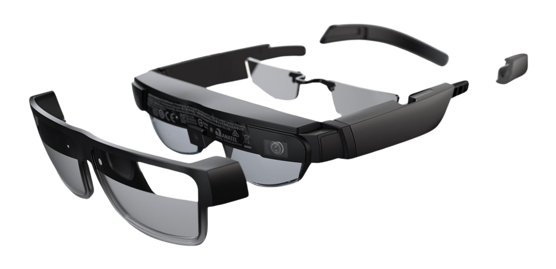 A pair of smart glasses with a camera attached to them.