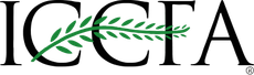 A logo for iccia with a green leaf in the middle.