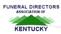 The logo for the funeral directors association of kentucky is a green mountain.