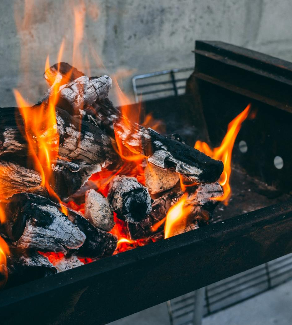 Burning BBQ Charcoal