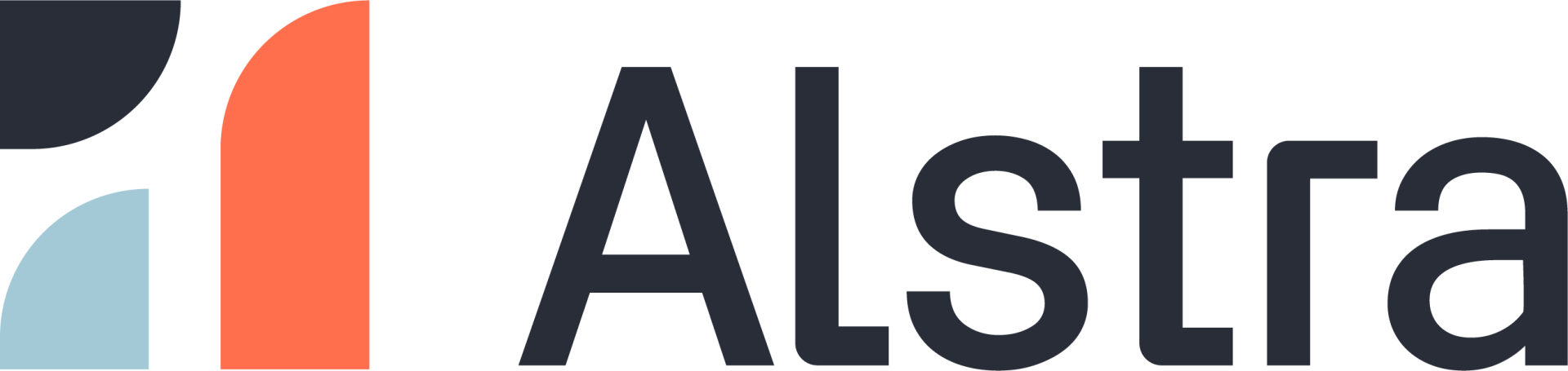 A close up of the alstra logo on a white background.
