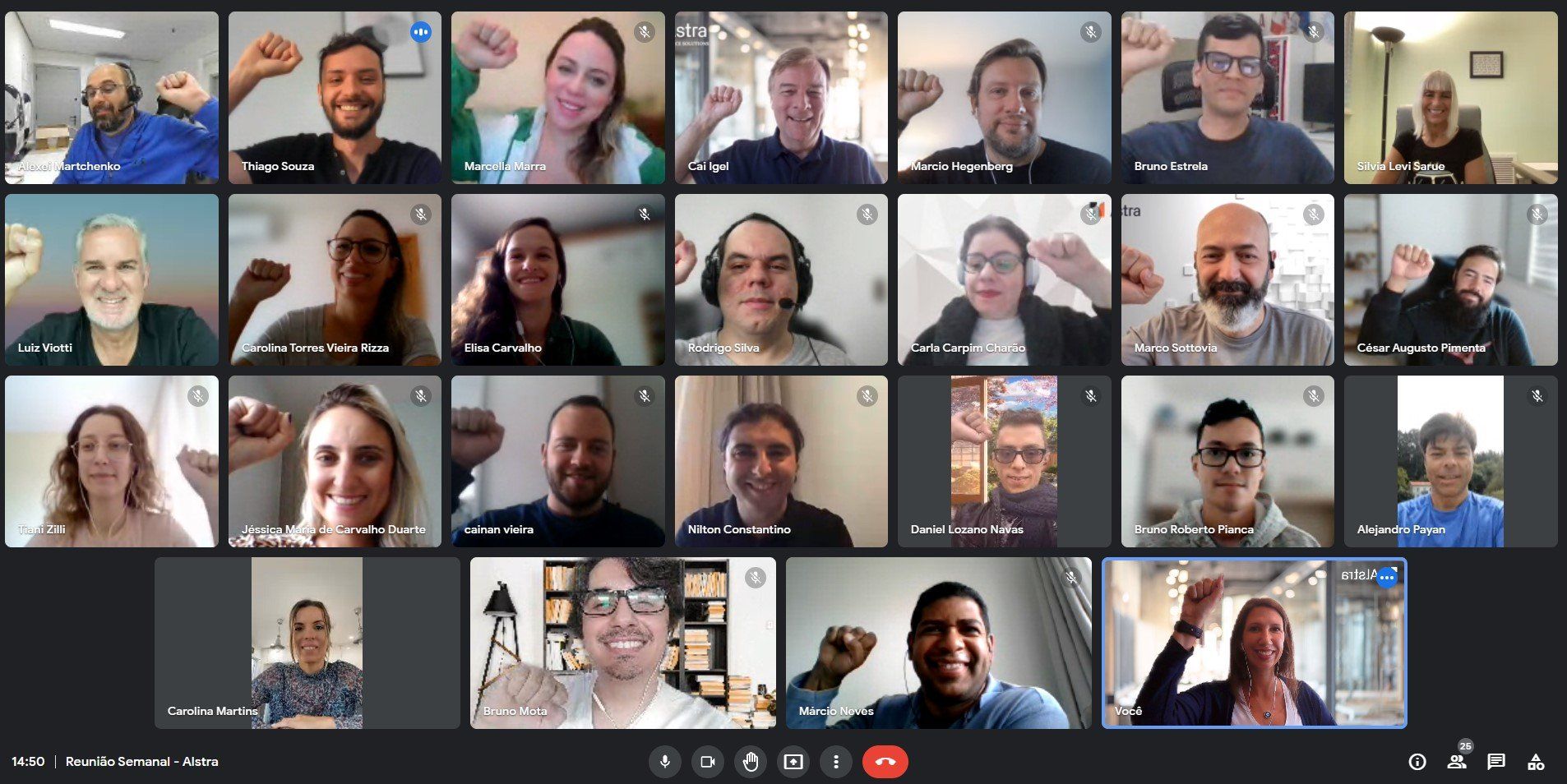 A group of people are having a video call on a computer screen.