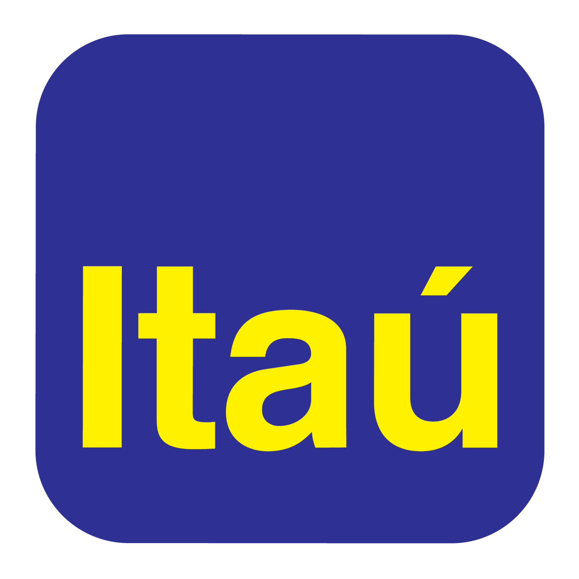 A blue and yellow itau logo on a white background
