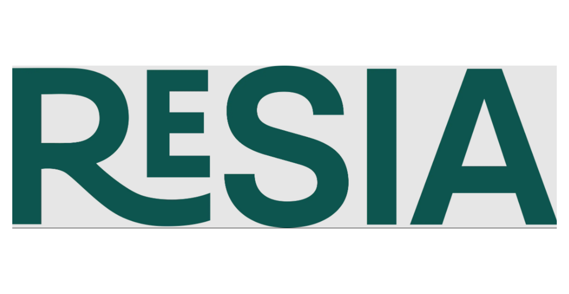 The word resia is written in green letters on a white background.