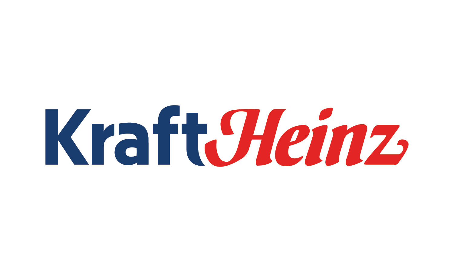 The logo for kraft heinz is blue and red on a white background.
