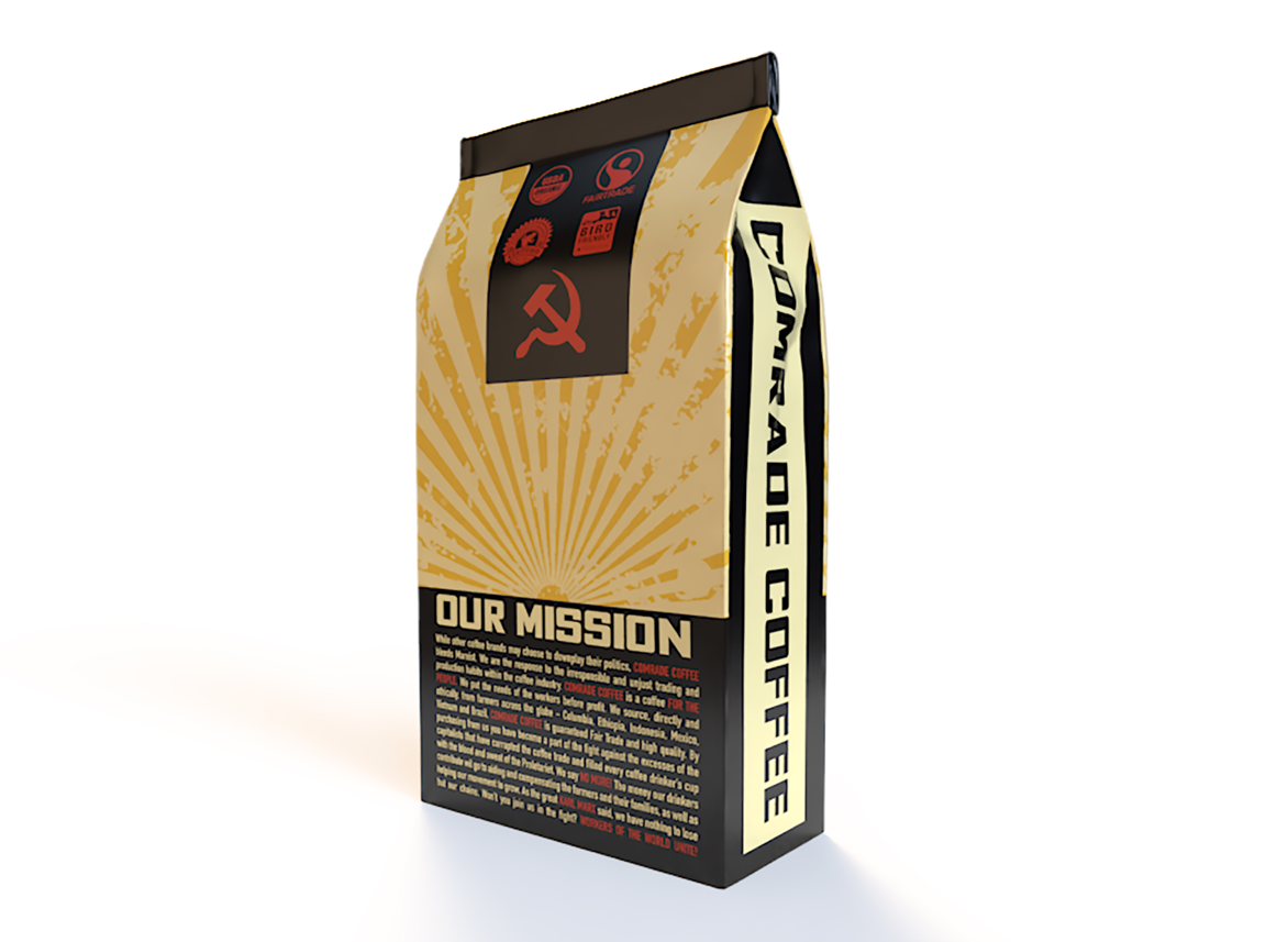 comrade coffee mockup package design