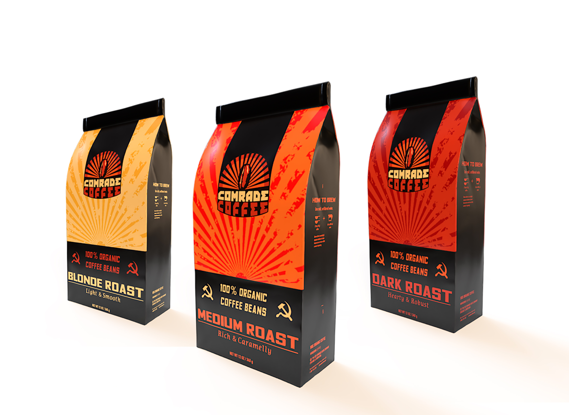 comrade coffee mockup package design