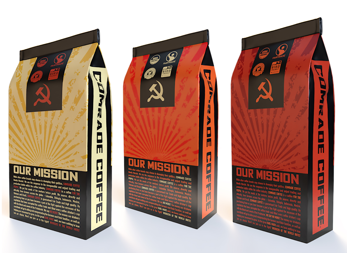 comrade coffee mockup package design