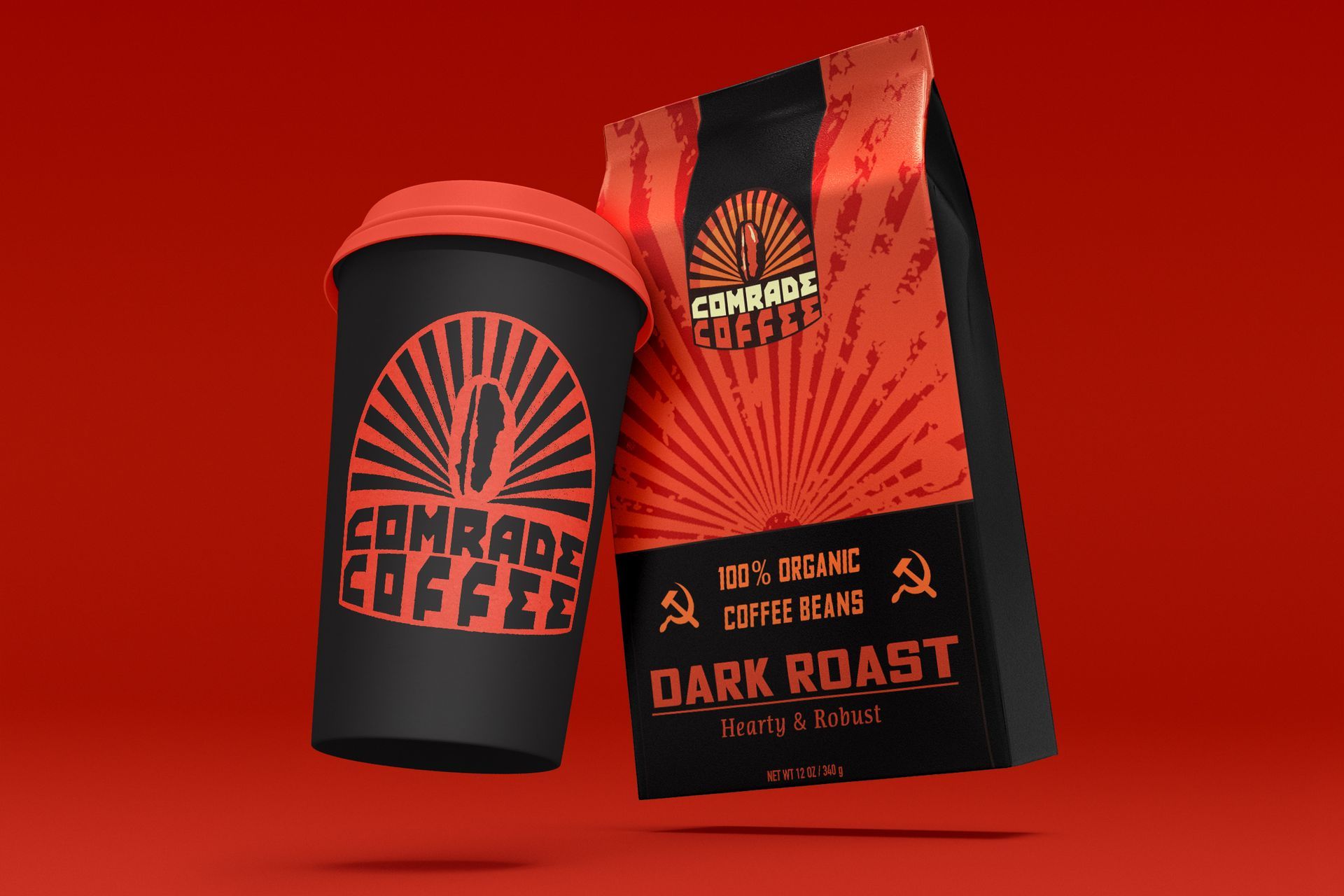 comrade coffee mockup package design