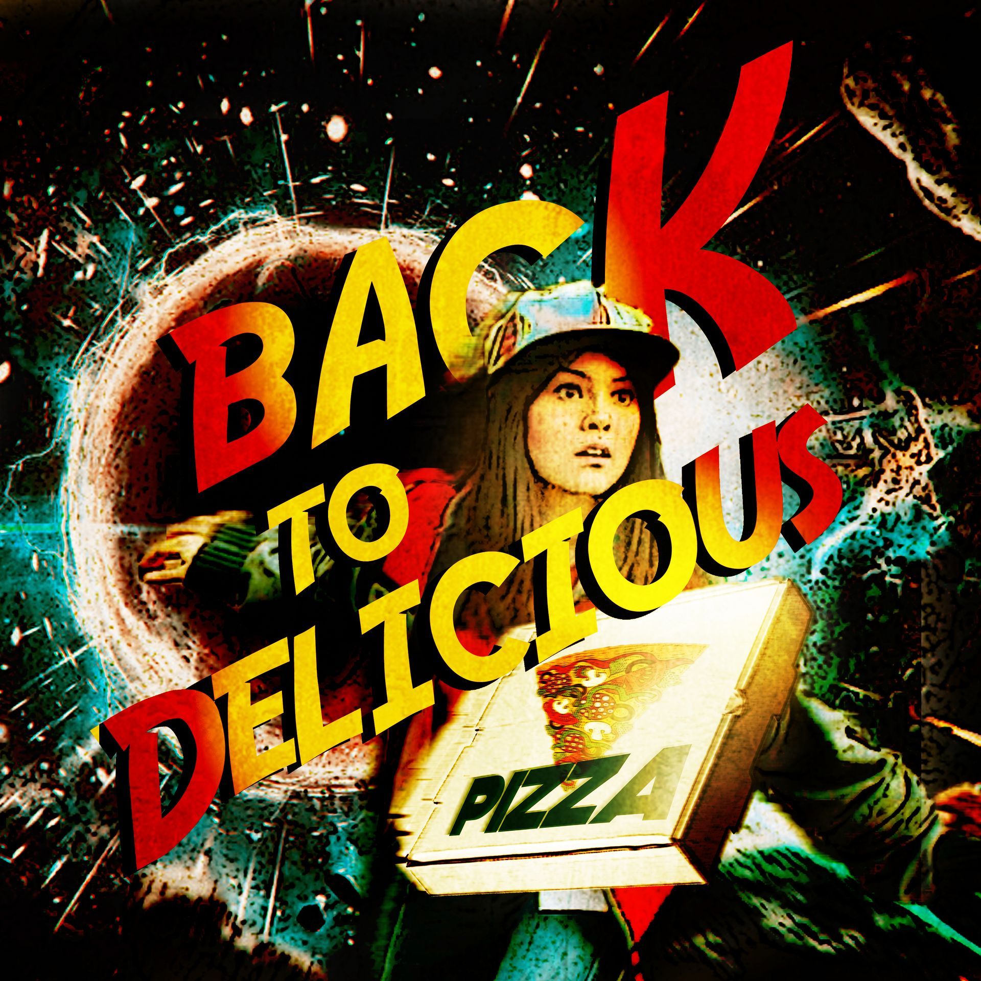 back to delicious pizza mockup package design