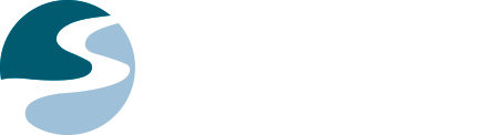 A blue and white logo with the letter s on a white background.