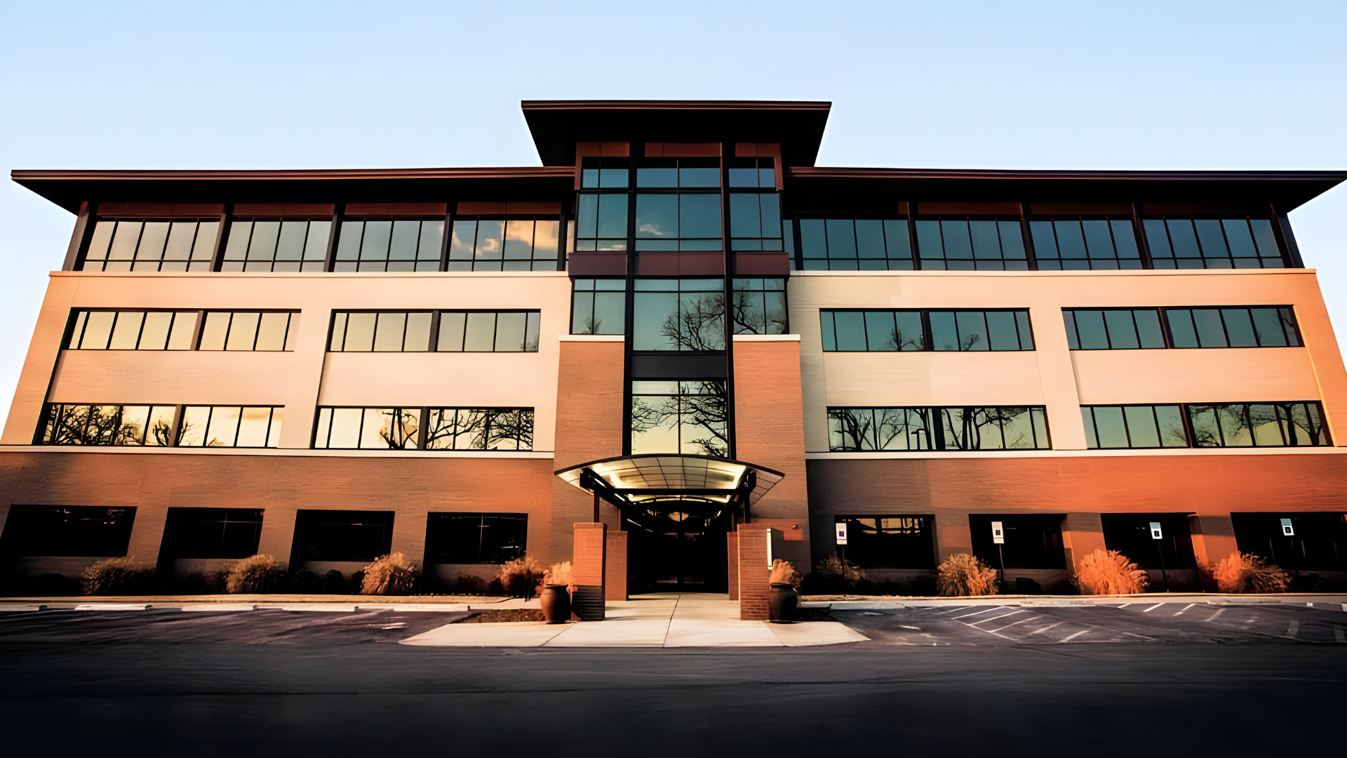 A large brick building with a lot of windows