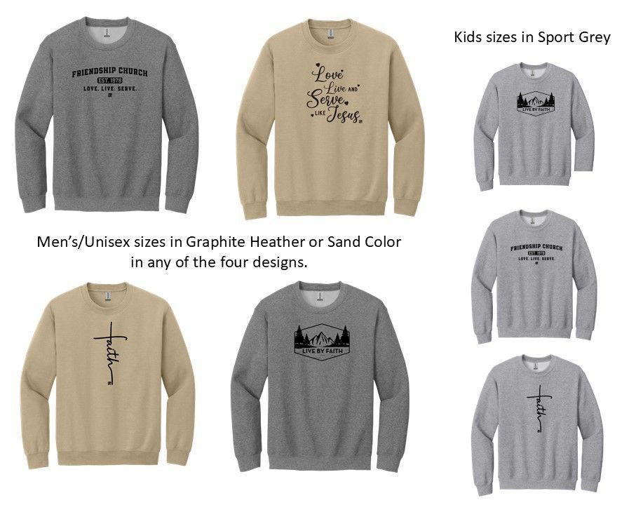 Men 's unisex sizes in graphite heather or sand color in any of the four designs