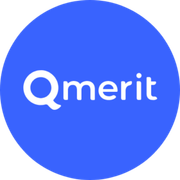 A blue circle with the word q merit on it