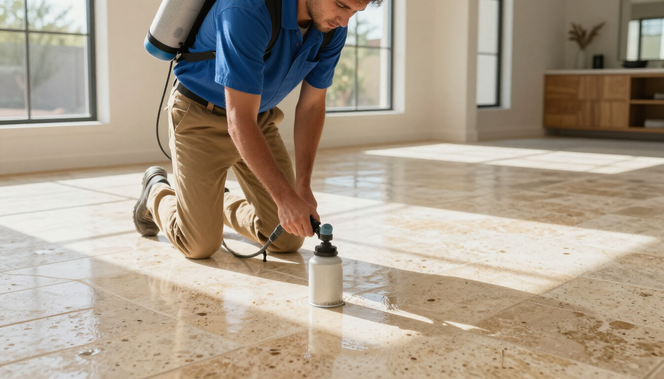 Indoor travertine floor in Arizona home