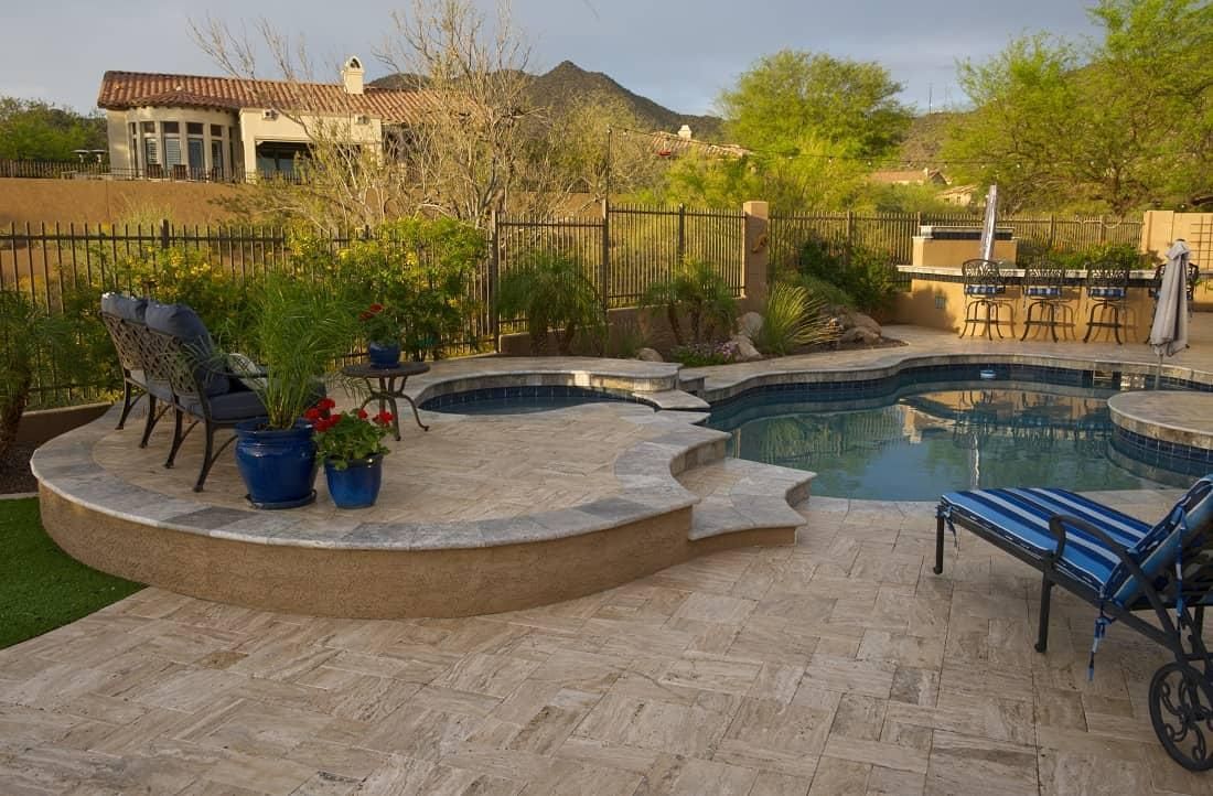 Protected travertine stone flooring