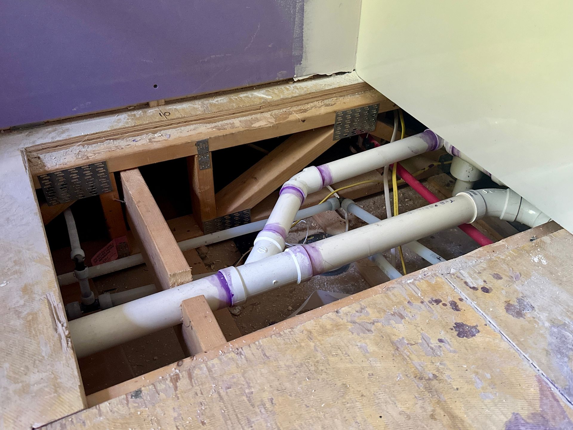 Picture of bathroom renovation, full residential re-piping process.