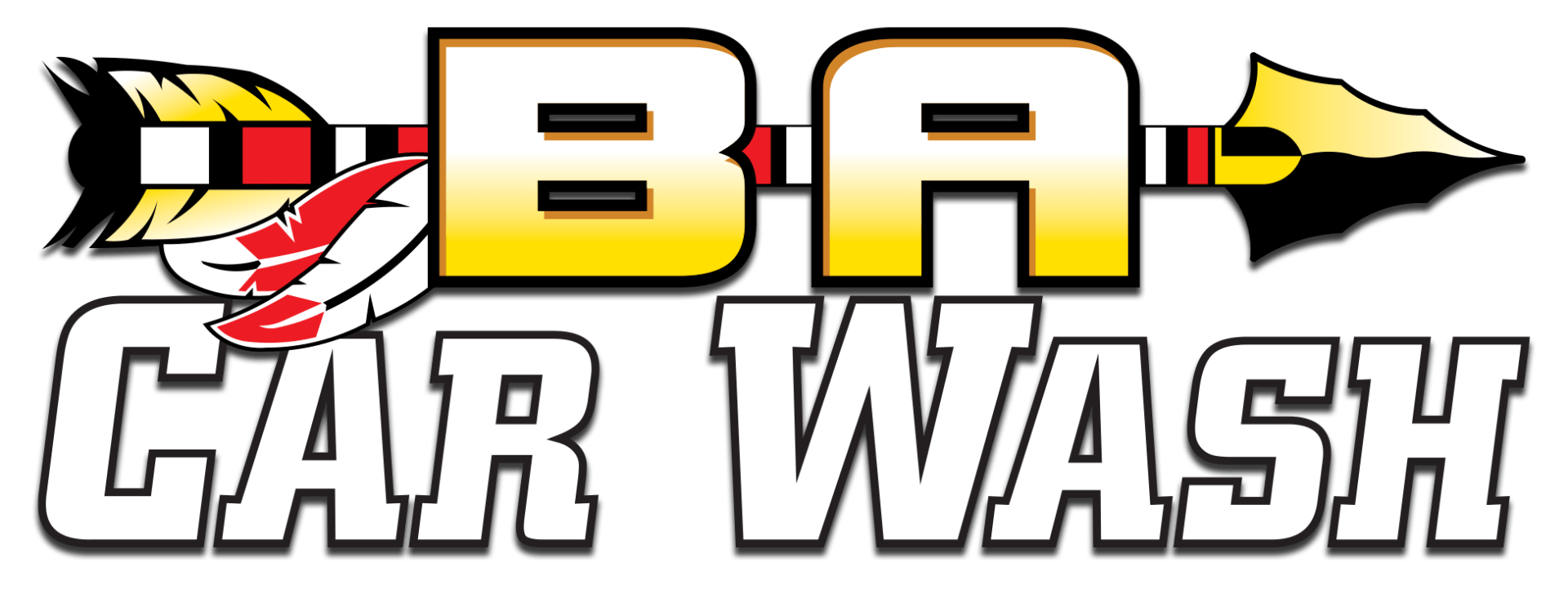BA Car Wash Logo with BA over the Arrow.